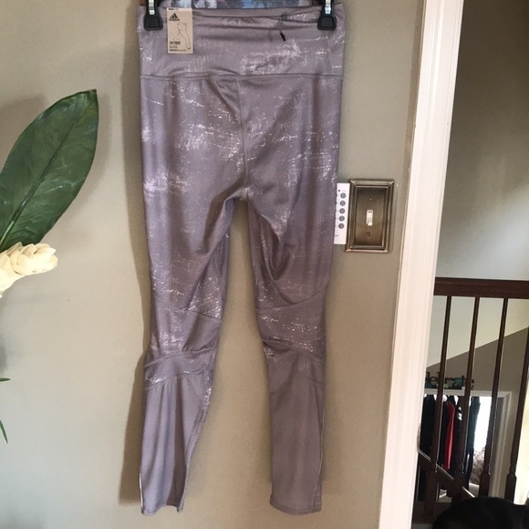 Brand New Adidas Mid Rise 7/8 Gray Reflective Running Workout Leggings - Picture 8 of 16